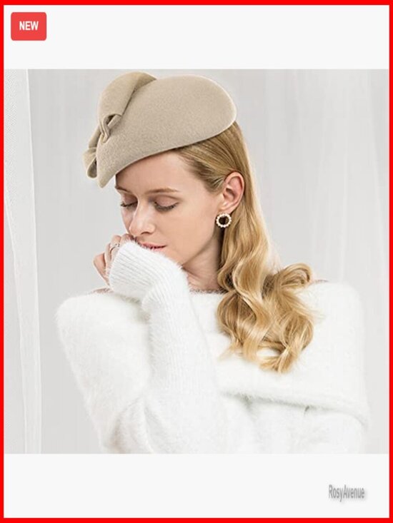 Wool Felt Fascinator Pillbox Hat for Church Tea Party Events main image 4